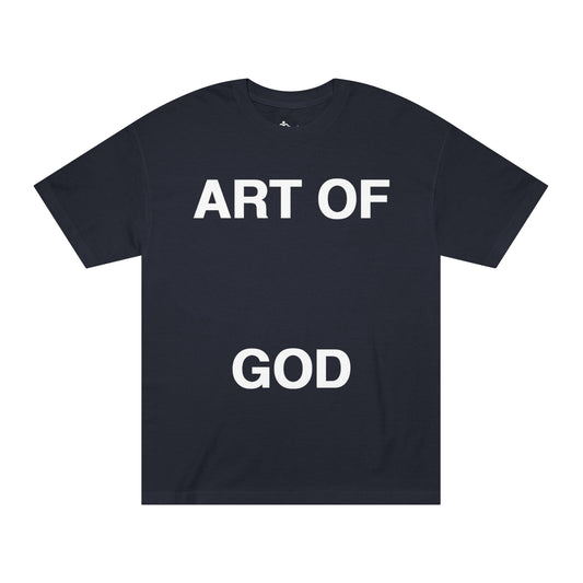 black-Black t-shirt with 'ART OF GOD' text 